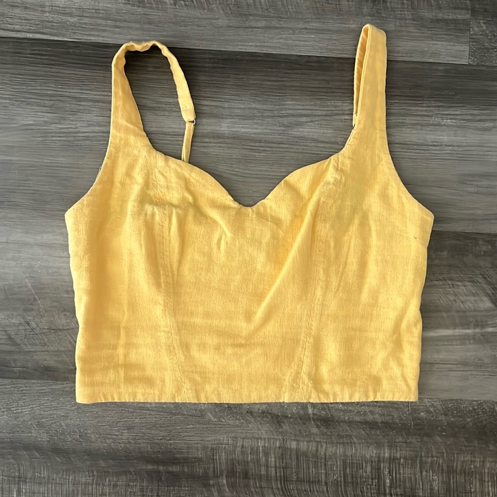 Abercrombie and Fitch yellow linen sweetheart tank top